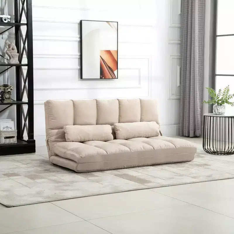 Fauteuil-lit convertible, Canapé-lit pliant, Chaise longue d'appoint avec 2 oreillers, Dossier et appuie-tête réglables