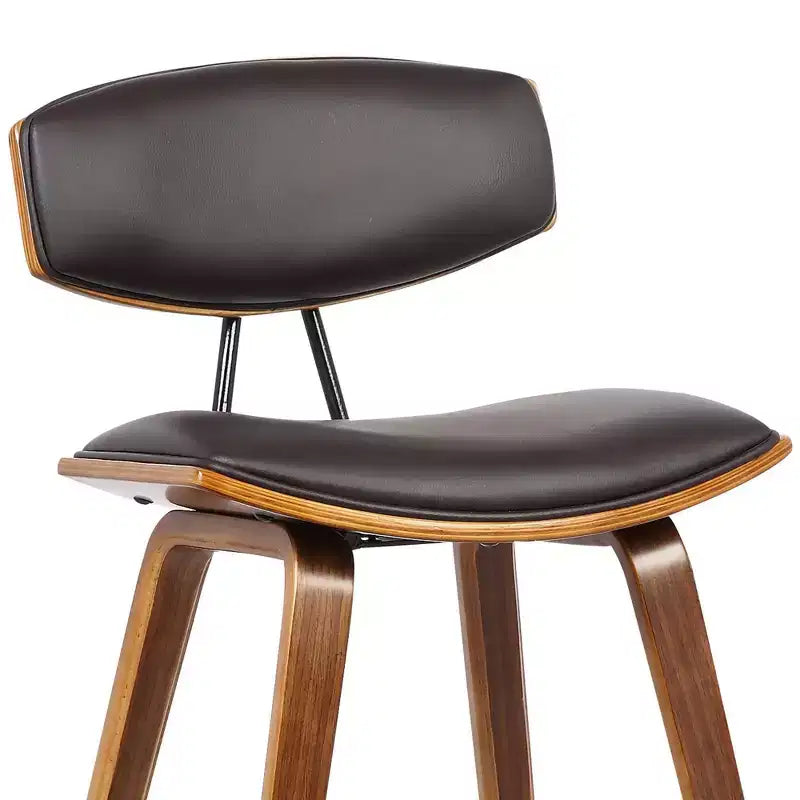 Tabouret de bar Fox mi-siècle de 28,5 po en similicuir avec bois brossé