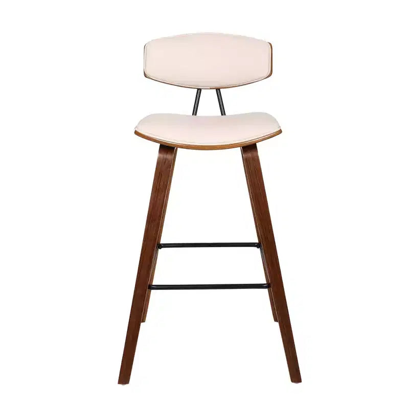 Tabouret de bar Fox mi-siècle de 28,5 po en similicuir avec bois brossé