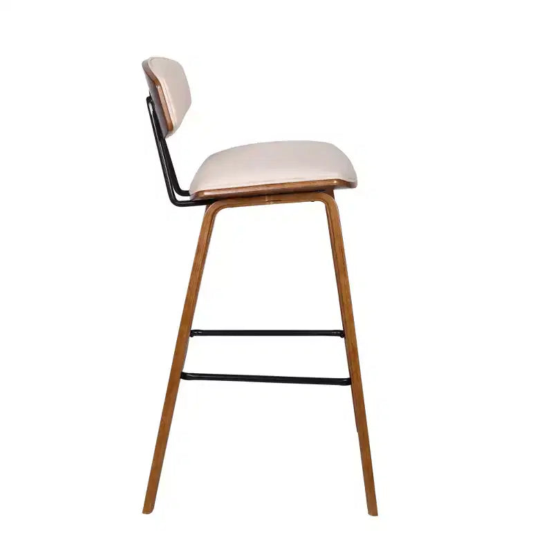 Tabouret de bar Fox mi-siècle de 28,5 po en similicuir avec bois brossé