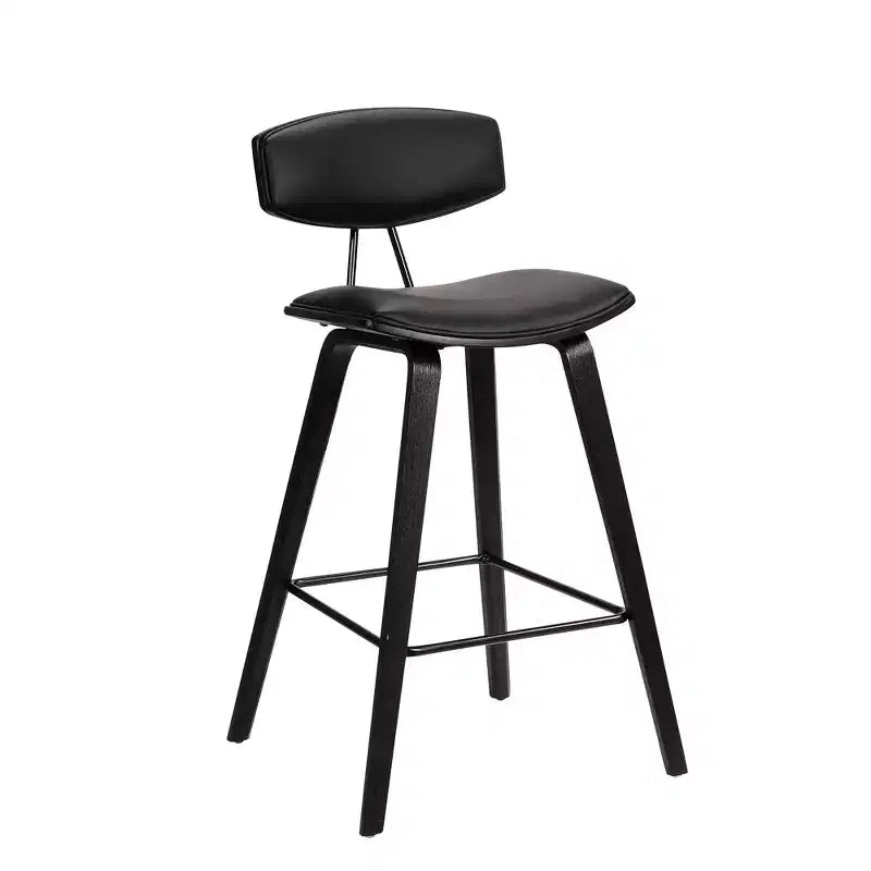 Tabouret de bar Fox mi-siècle de 28,5 po en similicuir avec bois brossé
