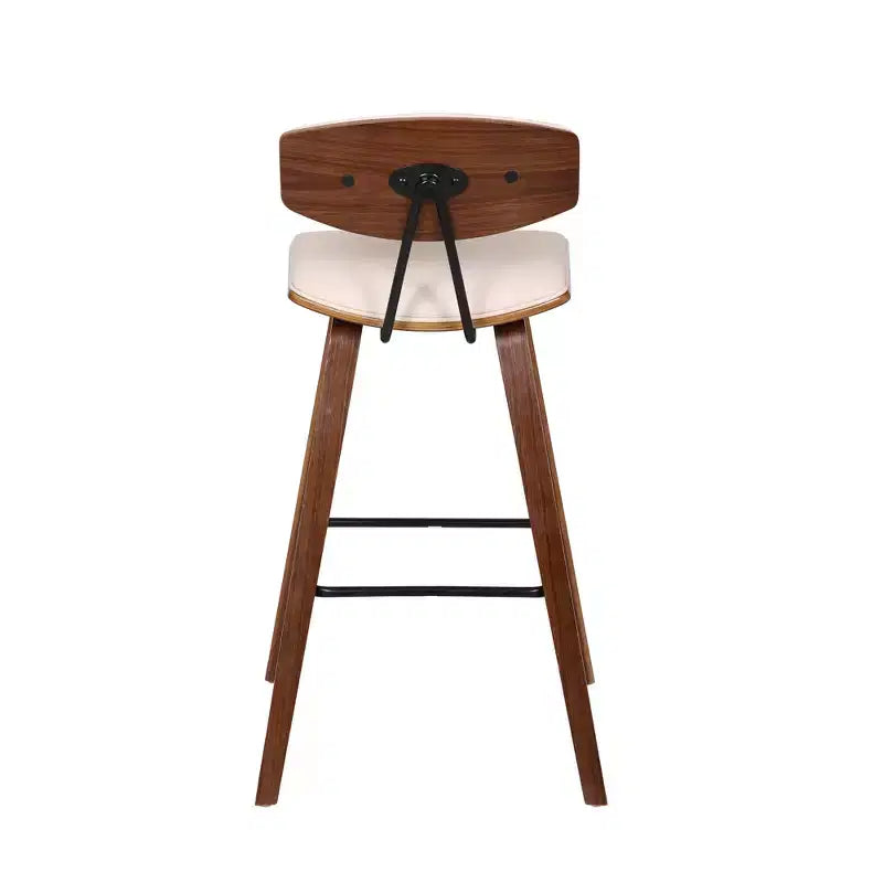 Tabouret de bar Fox mi-siècle de 28,5 po en similicuir avec bois brossé