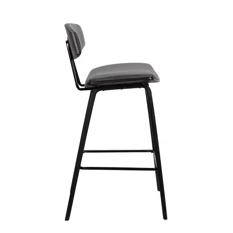 Tabouret de bar Fox mi-siècle de 28,5 po en similicuir avec bois brossé