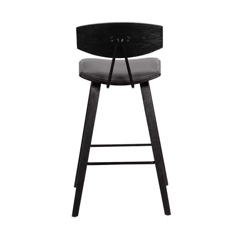 Tabouret de bar Fox mi-siècle de 28,5 po en similicuir avec bois brossé