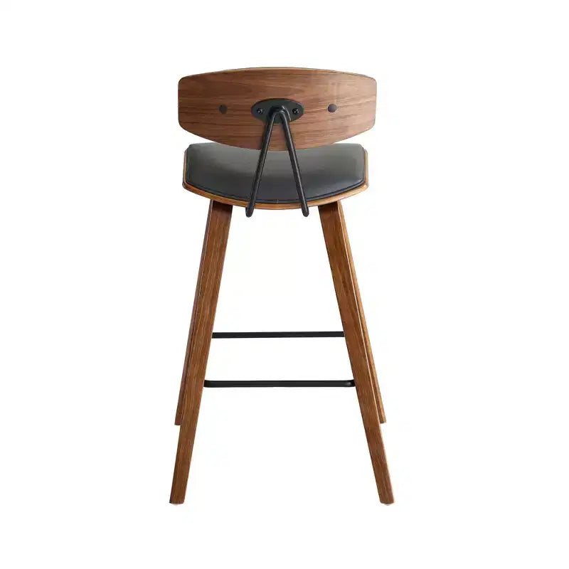 Tabouret de bar Fox mi-siècle de 28,5 po en similicuir avec bois brossé