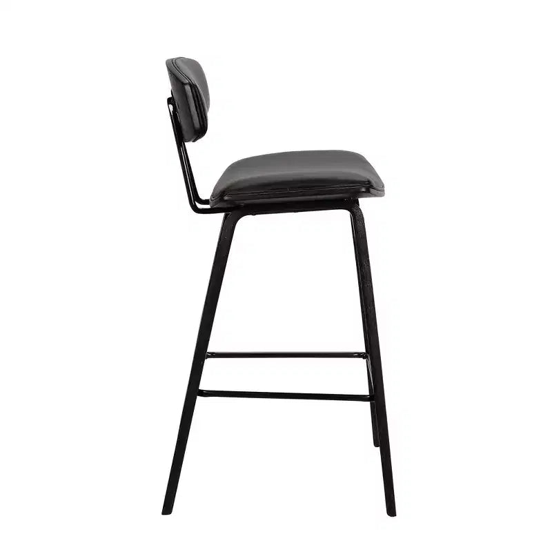 Tabouret de bar Fox mi-siècle de 28,5 po en similicuir avec bois brossé