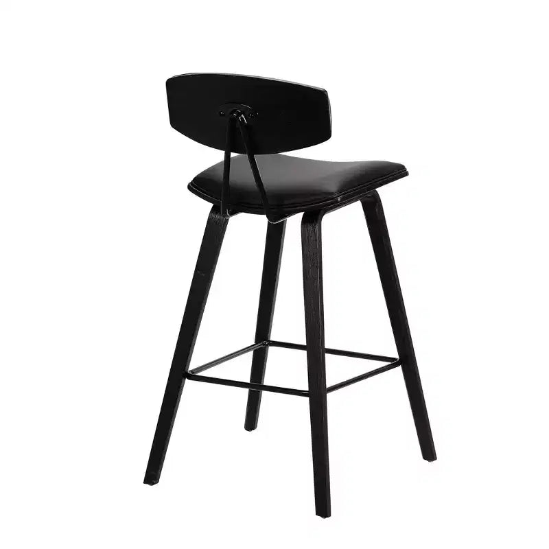 Tabouret de bar Fox mi-siècle de 28,5 po en similicuir avec bois brossé