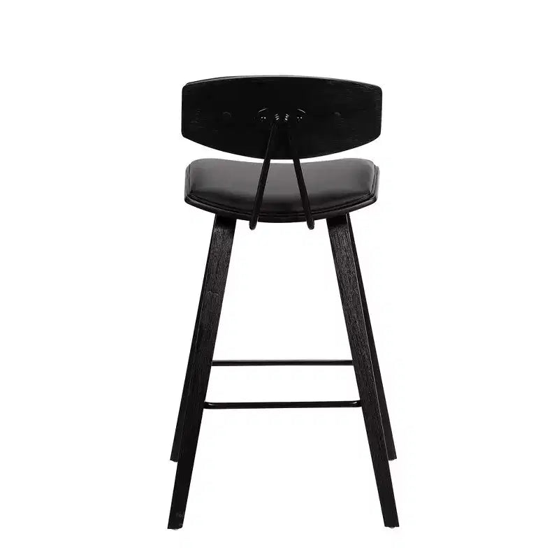 Tabouret de bar Fox mi-siècle de 28,5 po en similicuir avec bois brossé