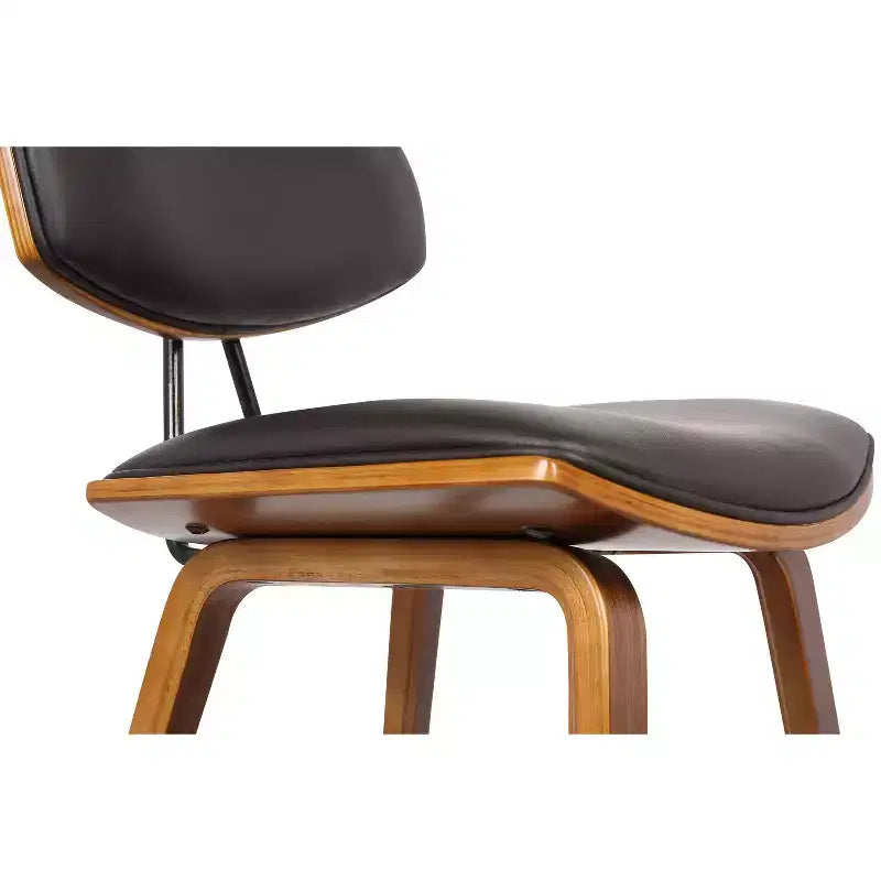 Tabouret de bar Fox mi-siècle de 28,5 po en similicuir avec bois brossé