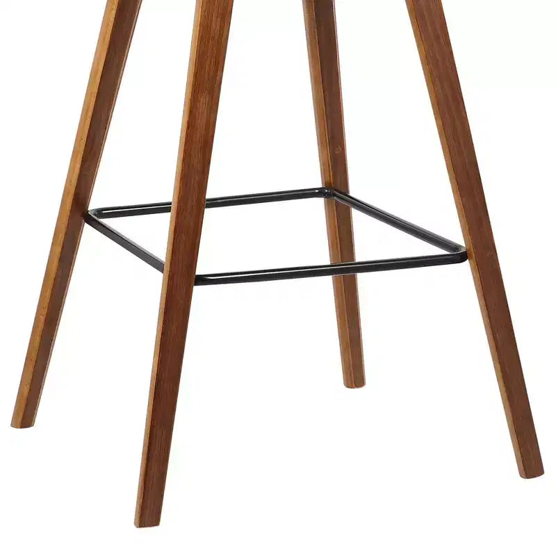 Tabouret de bar Fox mi-siècle de 28,5 po en similicuir avec bois brossé