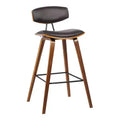 Tabouret de bar Fox mi-siècle de 28,5 po en similicuir avec bois brossé