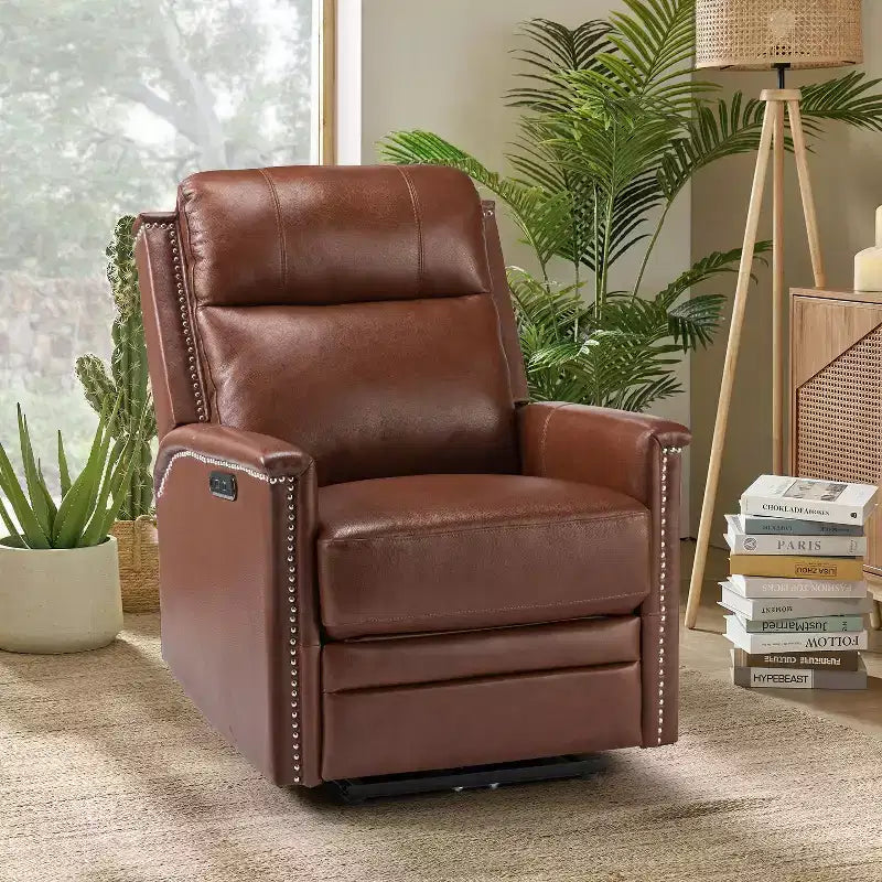 Fauteuil inclinable électrique en cuir véritable