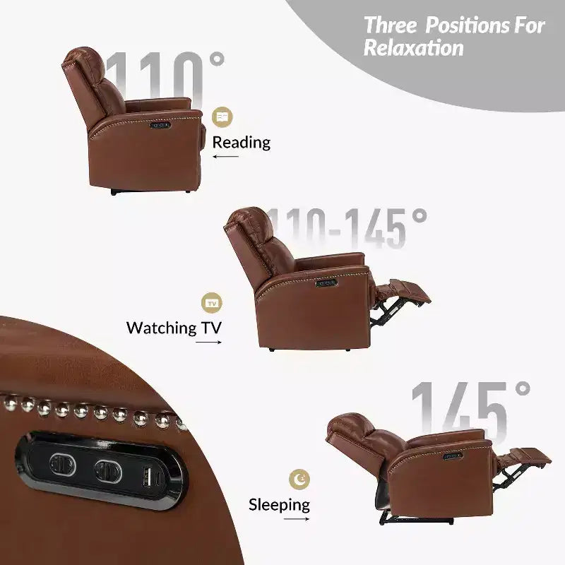 Fauteuil inclinable électrique en cuir véritable