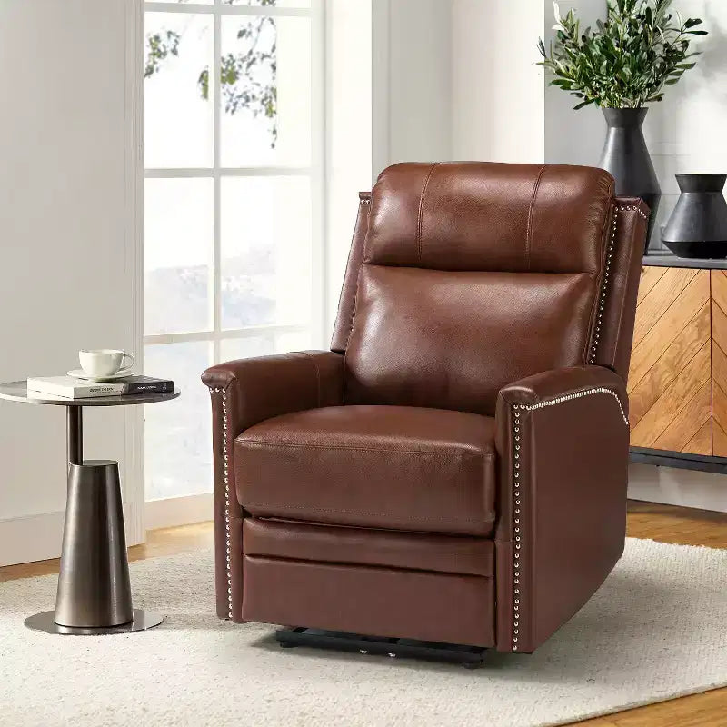 Fauteuil inclinable électrique en cuir véritable