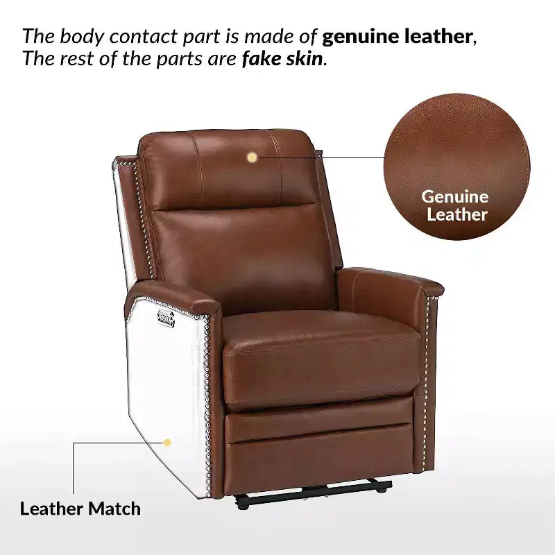 Fauteuil inclinable électrique en cuir véritable