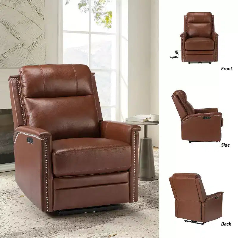 Fauteuil inclinable électrique en cuir véritable