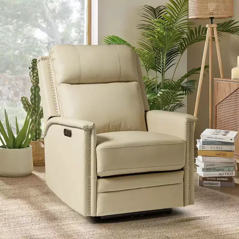 Fauteuil inclinable électrique en cuir véritable