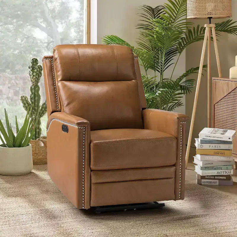 Fauteuil inclinable électrique en cuir véritable