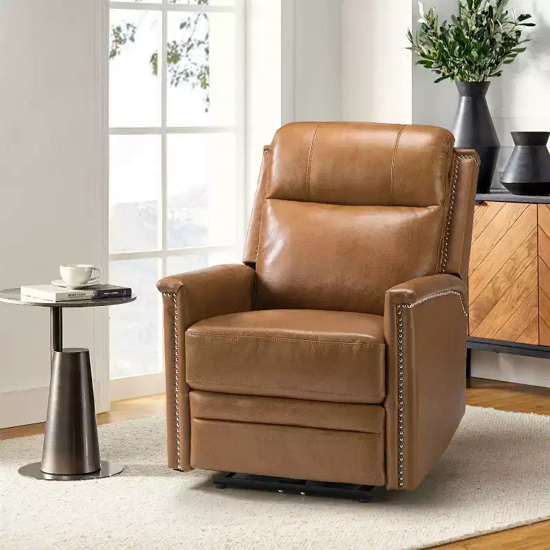 Fauteuil inclinable électrique en cuir véritable