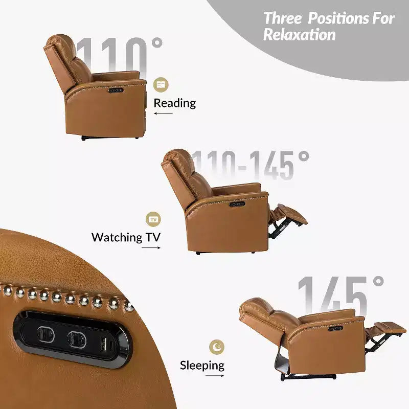 Fauteuil inclinable électrique en cuir véritable