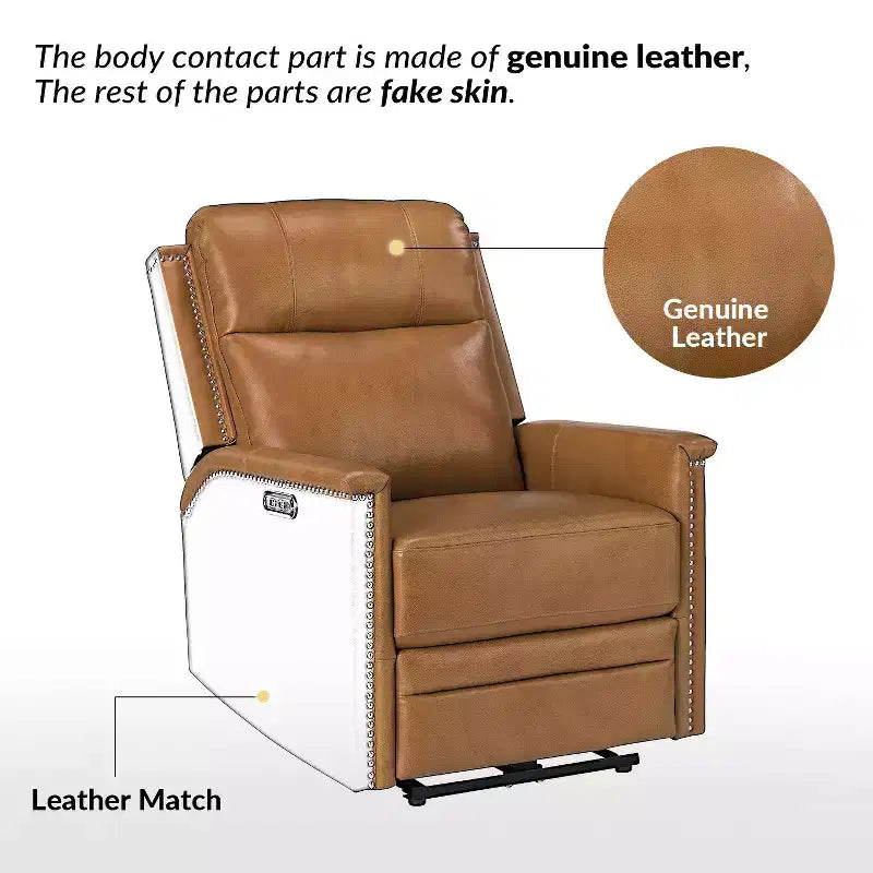 Fauteuil inclinable électrique en cuir véritable