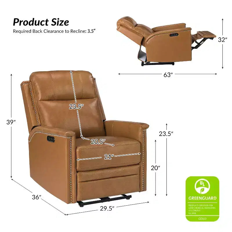 Fauteuil inclinable électrique en cuir véritable