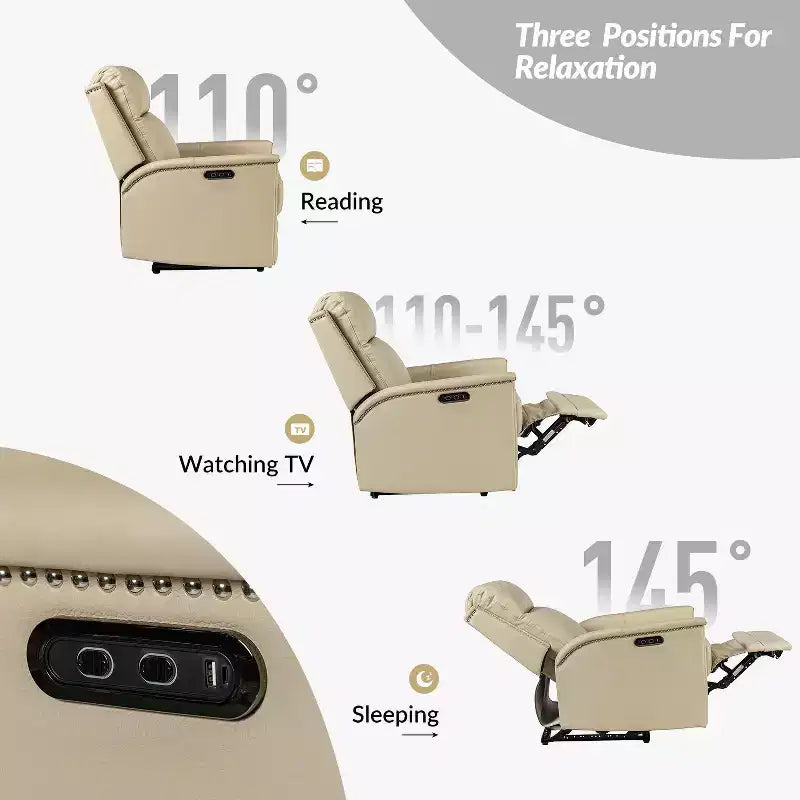 Fauteuil inclinable électrique en cuir véritable