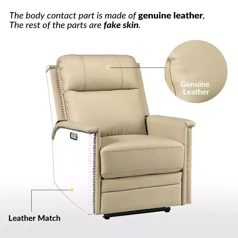Fauteuil inclinable électrique en cuir véritable