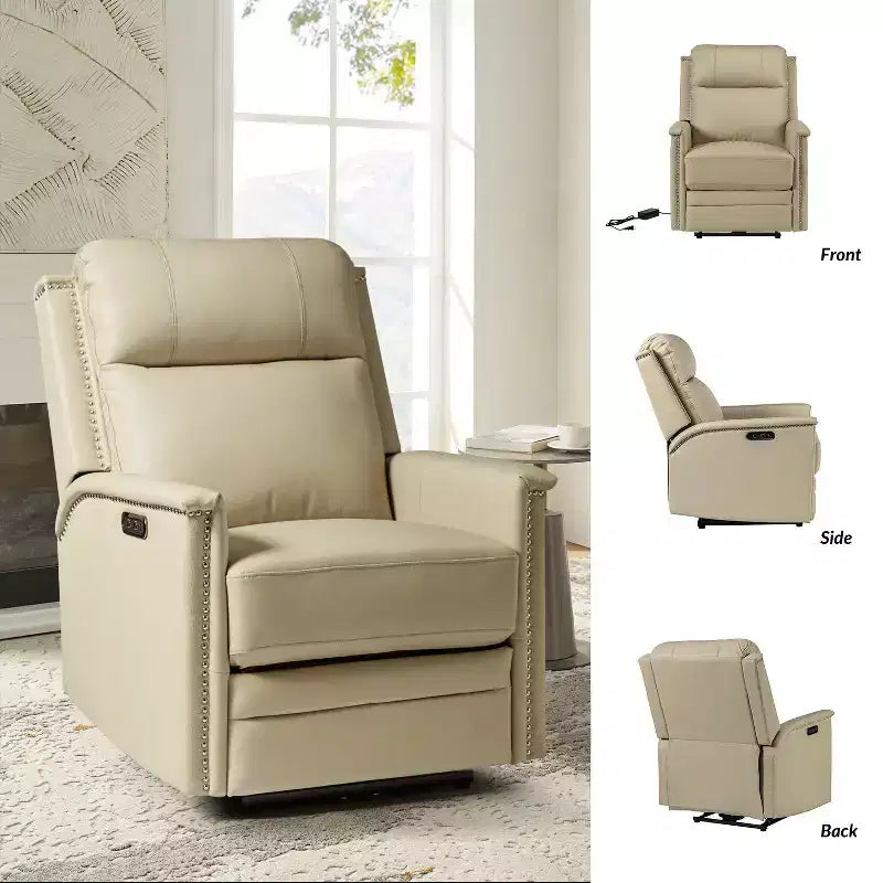 Fauteuil inclinable électrique en cuir véritable